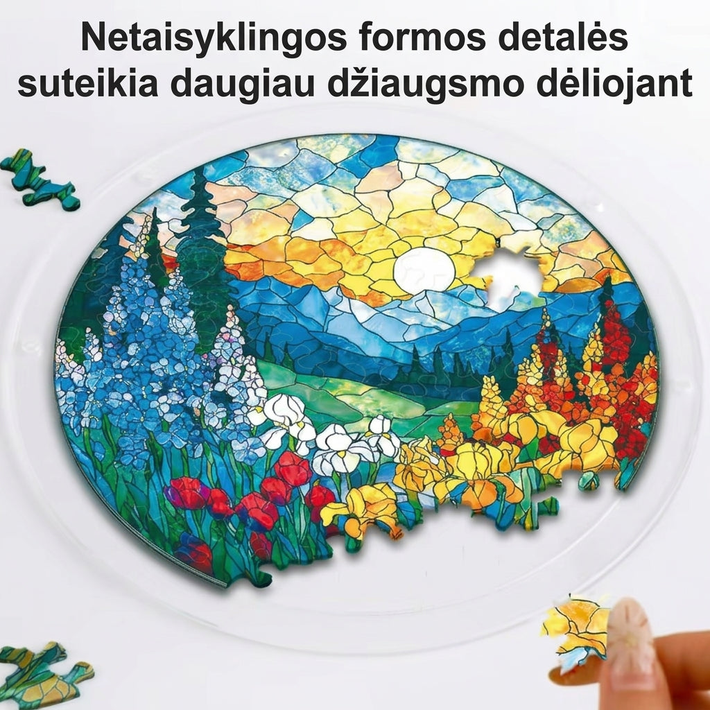 Vitražinė Saulės Gaudyklė Dėlionė | 83 Akrilo Detalės su Grandinėle